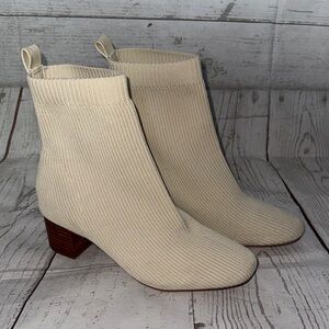 Joie Cream Knit Sock Ankle Boots Size 8